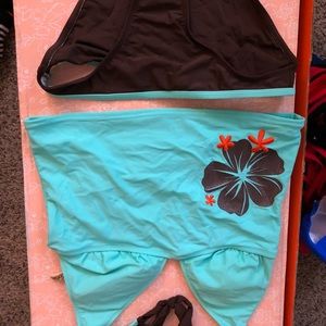 Hobie light blue and brown tankini